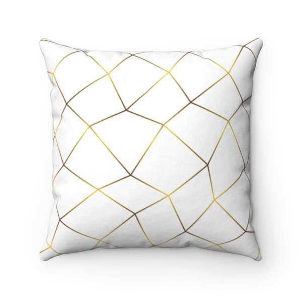 White and Gold Patterned Throw Pillow Cover