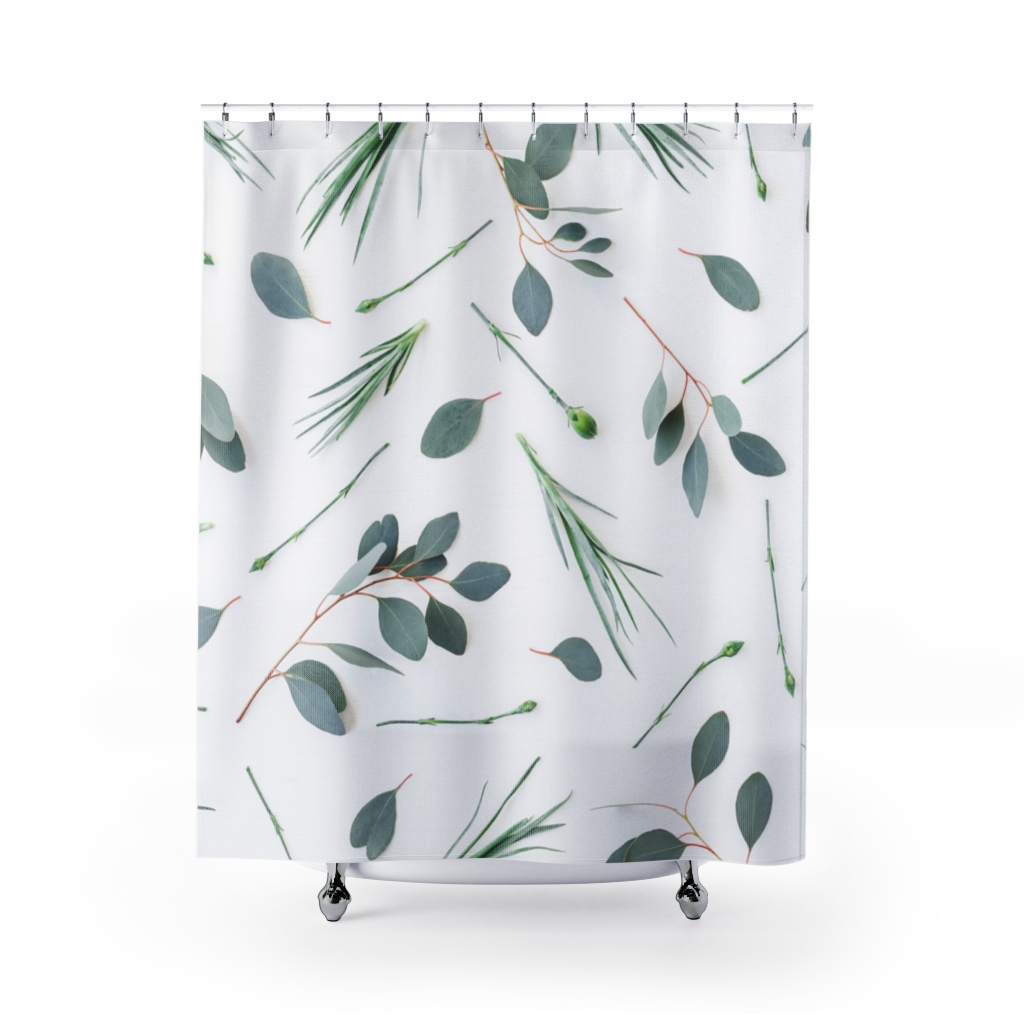 White Leafy Shower Curtains | Her Track