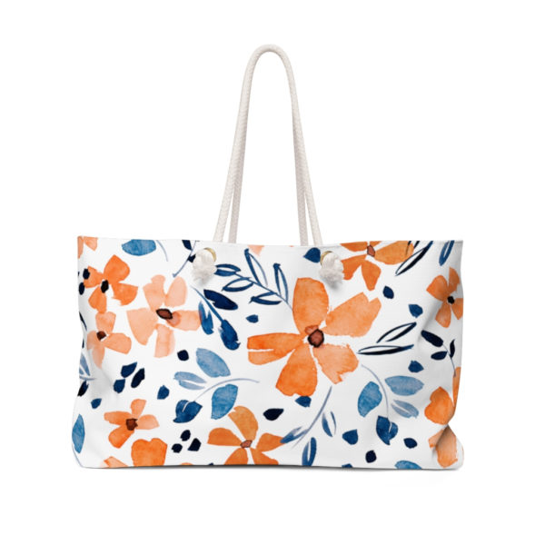 Orange and Navy Floral Weekender Bag